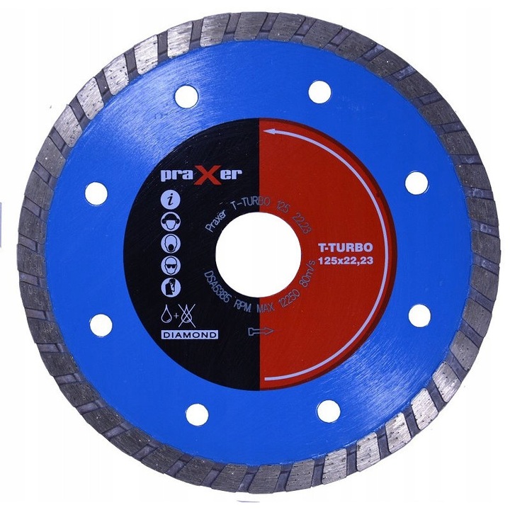 Praxer T-TURBO gyémánttárcsa, 125mm, gyors, ellenálló, szürke