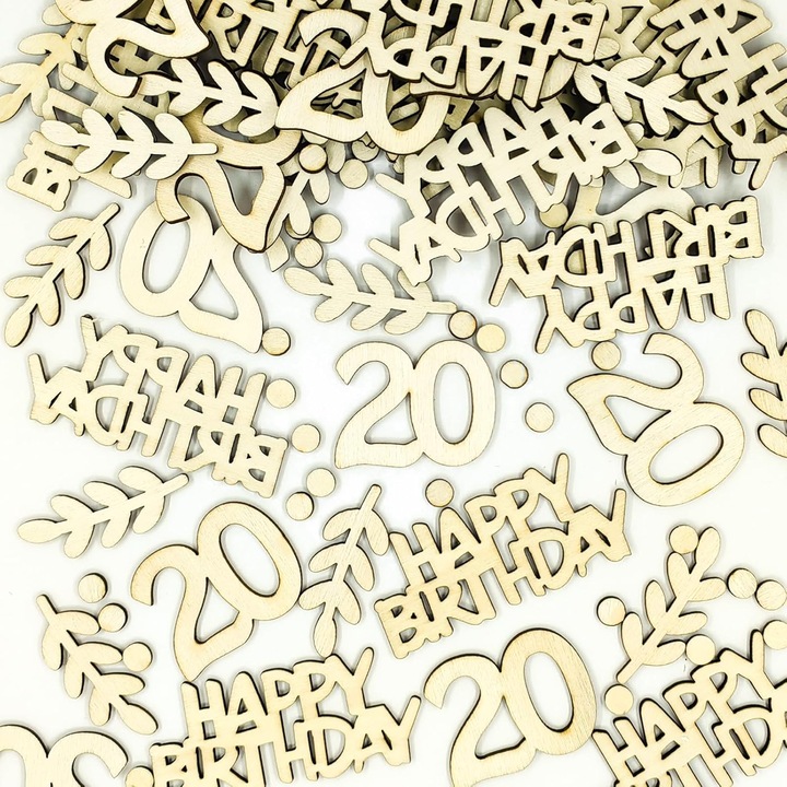 Decoratiuni decorative cu confetti pentru a 20-a aniversare, 100 de bucati – Lemn