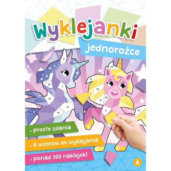 Matricás füzet (foglalkoztató füzet) Skrzat Egyszarvúak, 16 oldal, több mint 300 matrica, 8 ragasztható minta, Többszínű modell, Többszínű modell