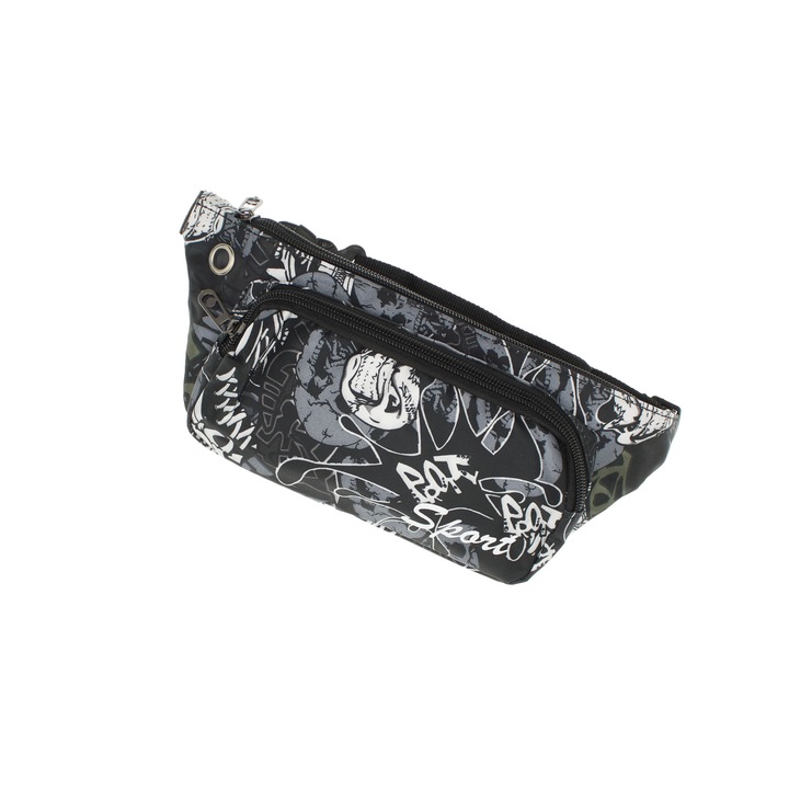 Borseta, din material sintetic, ButicCochet, 23 x 11 cm, 2 compartimente, Negru - BRS503