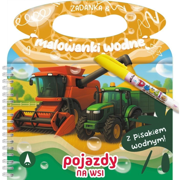 Skrzat vízzel színezhető könyv, Járművek a farmon tevékenységfüzet, vízbázisú filctollal, Többszínű, 1 db