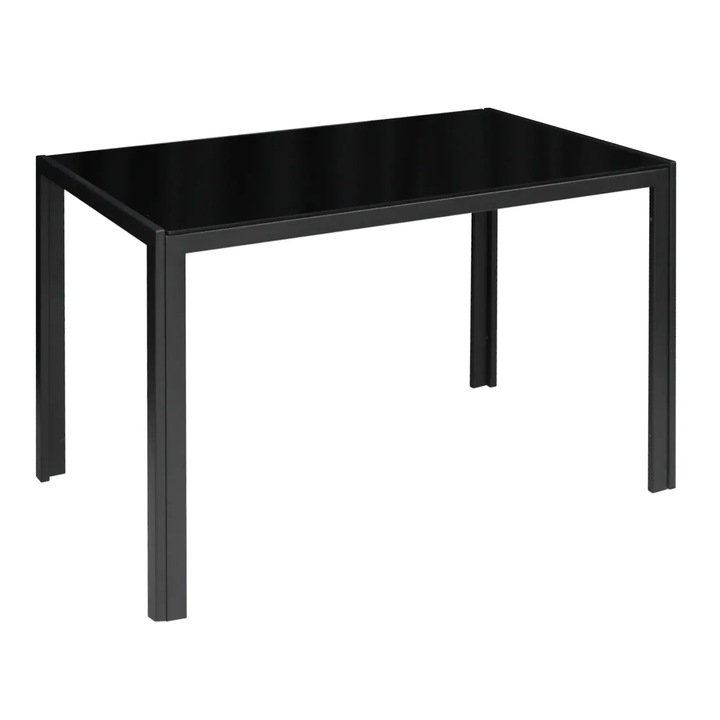 Masa fixa Dreptunghiulara Luna Negru, 120x70xh75 cm, sticla securizata