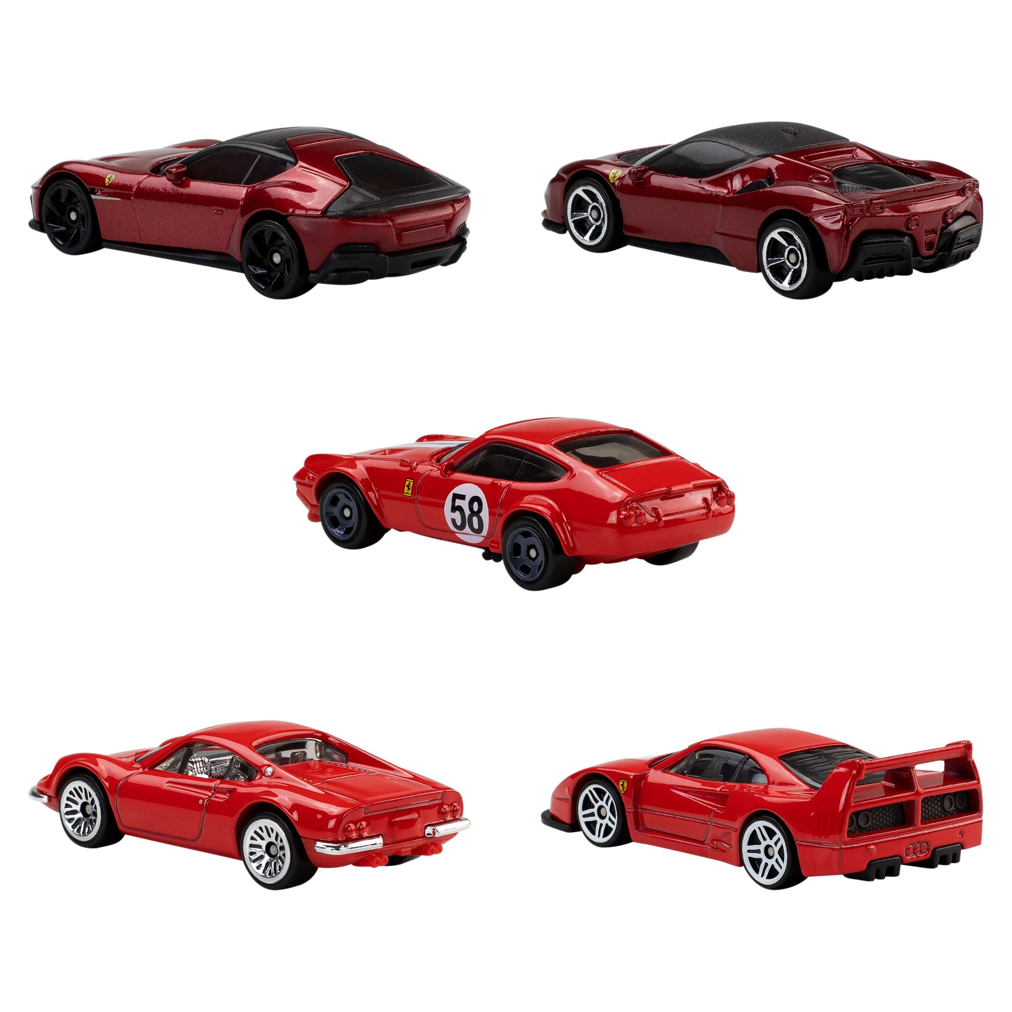Set Hot Wheels Ferrari cu 5 masinute metalice la scara 1:64 - eMAG.ro