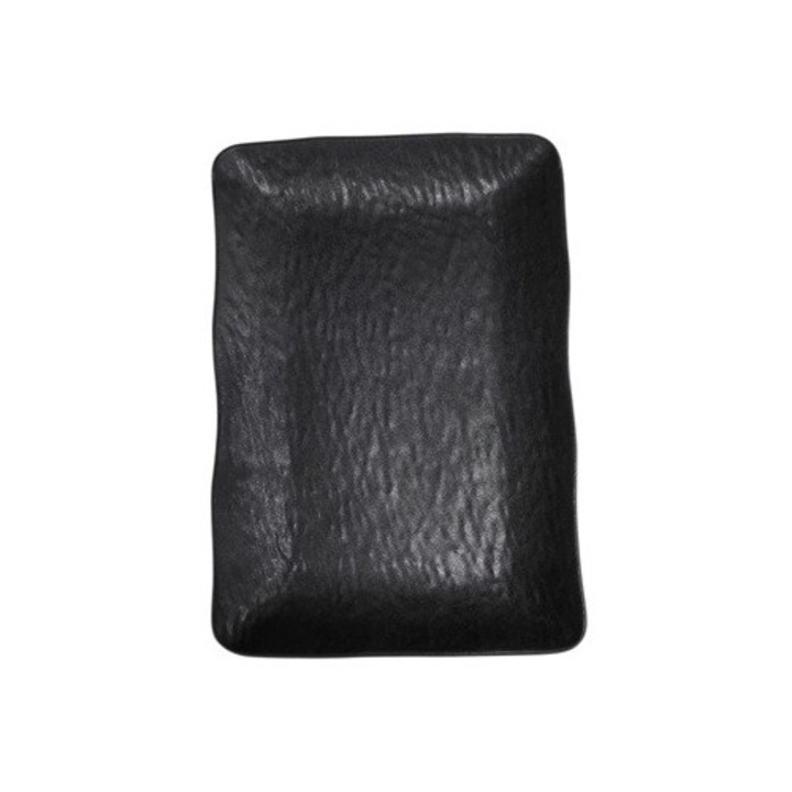 Fekete téglalap alakú műanyag tálca, 26,5 x 18 x 2,5 cm, Clini
