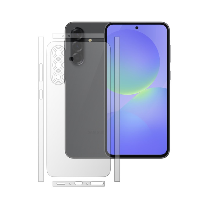 Folie Protectie Spate iSkinz HD pentru Samsung Galaxy A36, A36 5G - Split Cut, Siliconica pentru Spate si Laterale, Skin Adeziv Transparent Flexibil