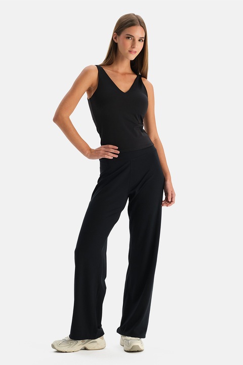 DAGI, Pantaloni cu croiala ampla si talie inalta, Negru
