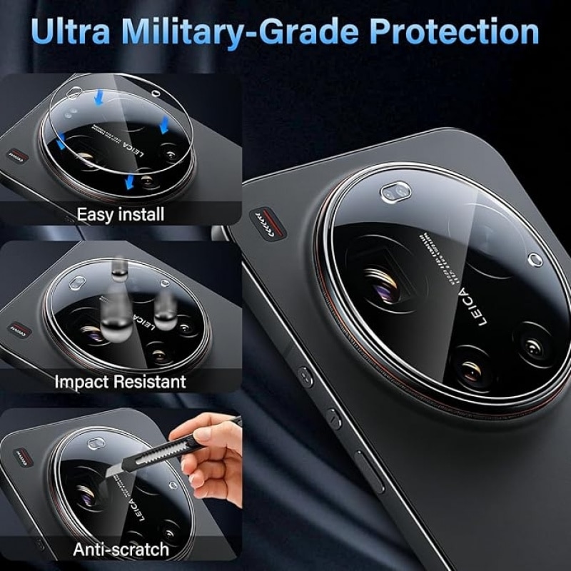 Protector ecran din sticla securizata compatibila cu Xiaomi 17 Ultra, protectie privacy, suport deblocare cu amprenta, duritate 9H, transparent, 2 x folii protectie ecran, 2 x folii protectie lentila