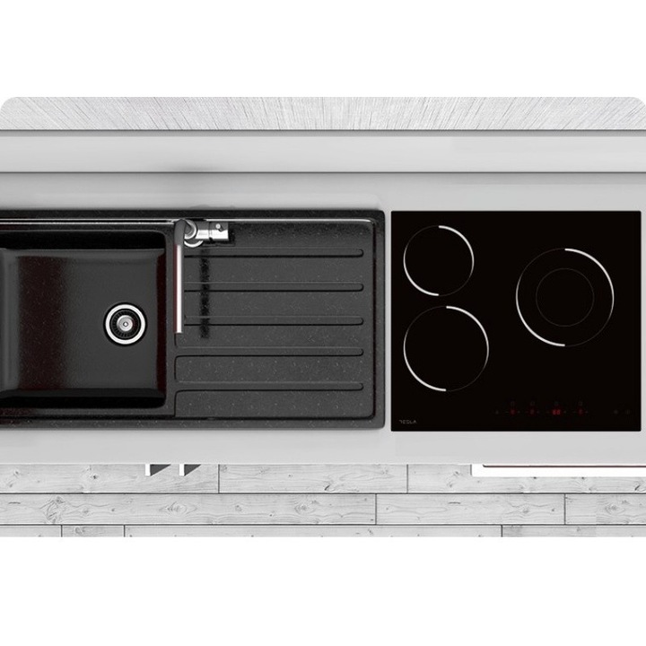 Plita gaz pe sticla, Gorenje, BigSurface, 4 arzatoare, neagra, 60x52cm