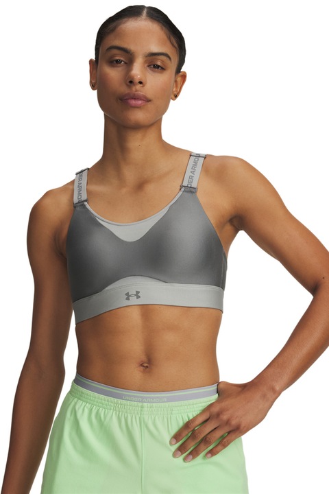 Under Armour, Bustiera cu bretele ajustabile pentru fitness Infinity High 2.0, Gri inchis