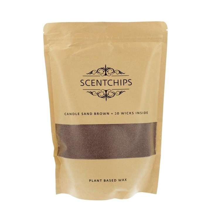 Ароматизиран восък за свещи ScentChips, перлен, на гранули, на растителна основа, 30 фитила включени, Кафяв, 500 гр