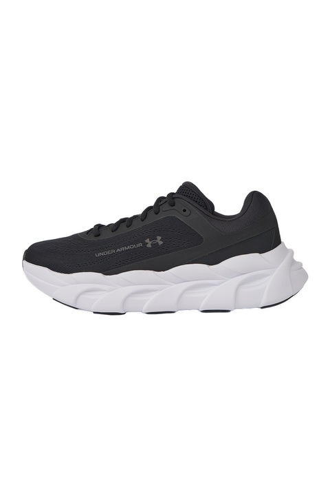 Under Armour, Pantofi Halo cu talpa wedge si imprimeu logo pentru alergare, Negru/Alb optic