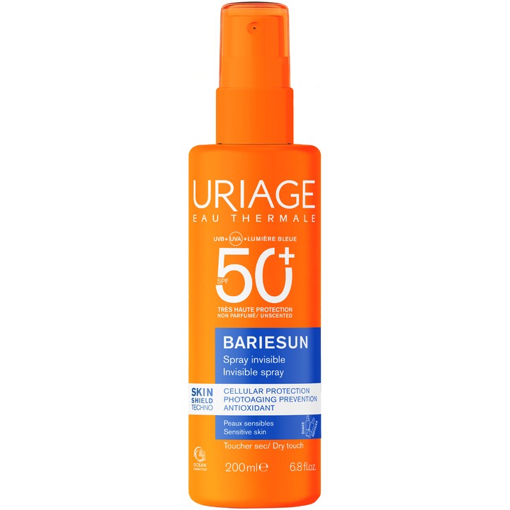 Spray invizibil Uriage Bariesun SPF 50+ fara parfum, 200 ml