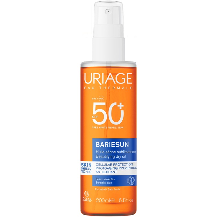 Ulei uscat protectie solara SPF50+ Uriage Bariesun, 200 ml