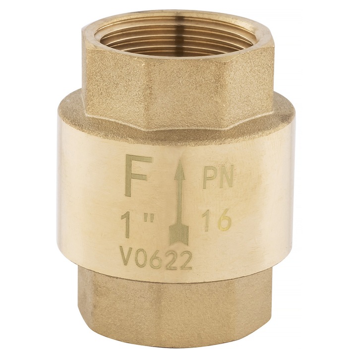 Supapa de sens Ferro, cu element de inchidere din ABS, corp din alama CW617N, G 3/4 (DN20), Alama, 1 buc
