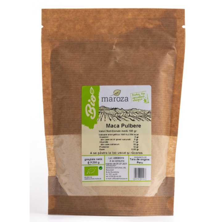 Maca bio pulbere, 250gr, Maroza
