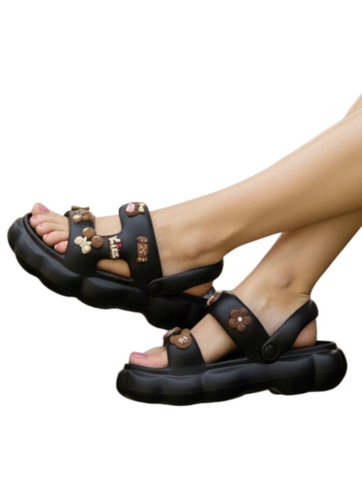 Vidam papucs panttal es platformmal NUO-398negru 125370, Fekete, 39-40