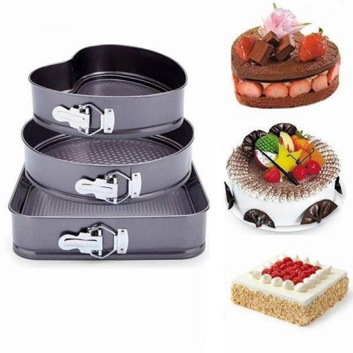 Set 3 Forme Vivendo pentru Prajituri Rotunda Patrata Inima Teflon Antiaderent 22-28 Cm Torturi Deserturi