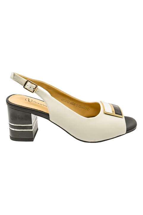Pantofi eleganti peep-toe Anna Viotti crem , din piele naturala GOR1474, Crem