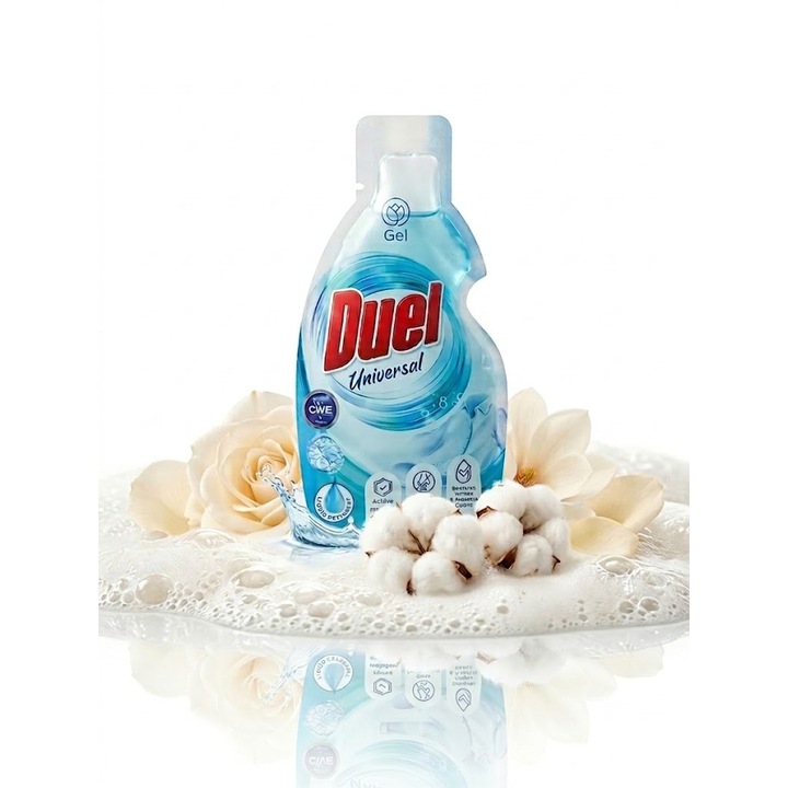 Detergent Lichid Duel Universal Gel, Monodoza, pentru Rufe Albe si Colorate, 1 bucata