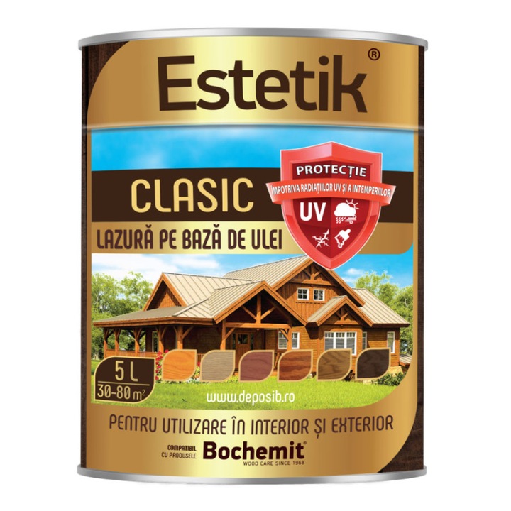 Lazura lemn ESTETIK CLASIC 5L PALISANDRU, protectie UV