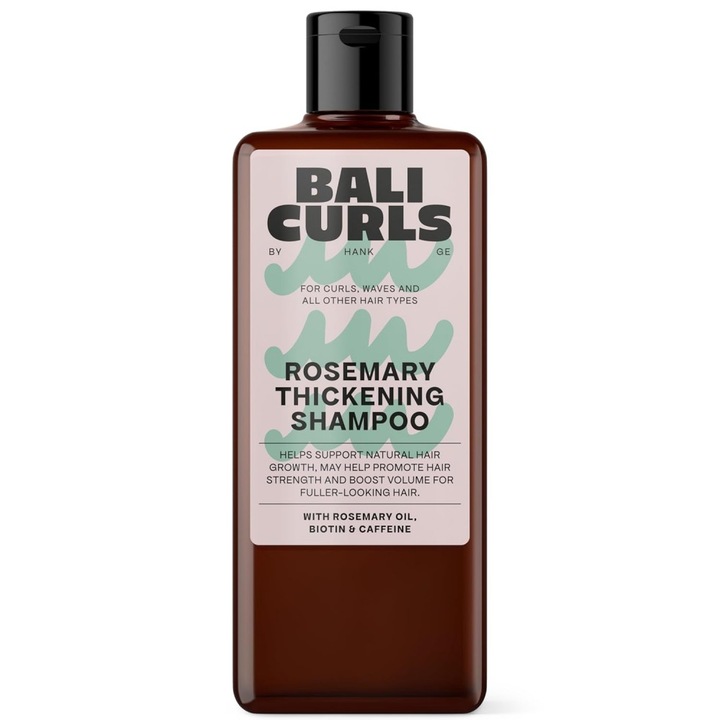Sampon vegan pentru ingrosare par cret, Bali Curls, cu ulei de rozmarin, biotina, cafeina, 200 ml