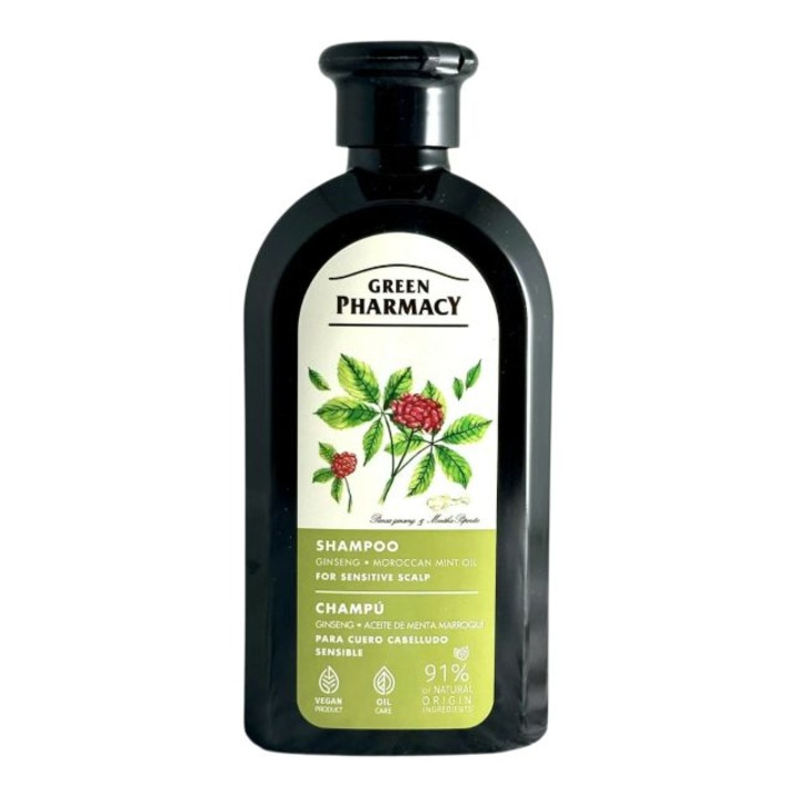 Sampon cu Ginseng si Ulei de Menta Marocana Green Pharmacy 350 ml