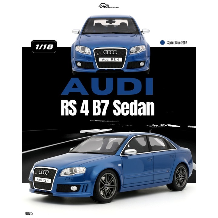 Audi RS7 B7 Sedan autómodell, Sprint Blue, 2007, OT1215, 1:18, Otto Models