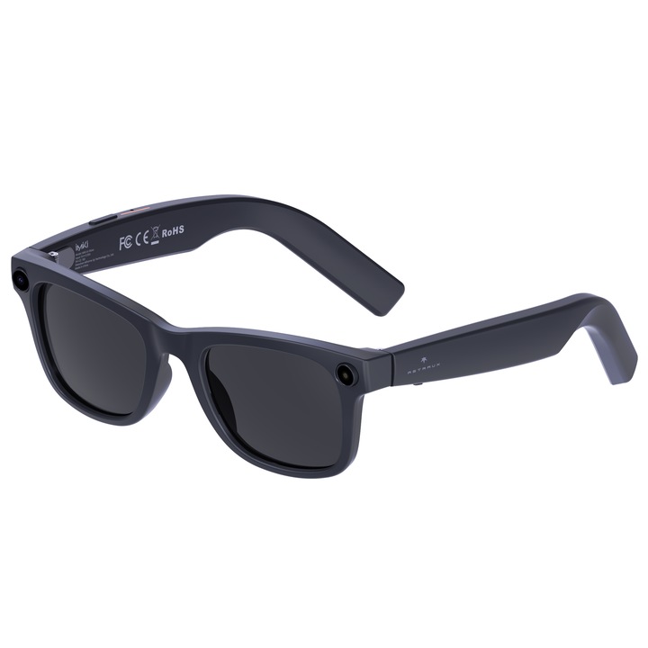 Ochelari de Soare Smart Astraux, Marime Universala, Lentile UV400, 4 GB Stocare, Camera Foto Sony 4K 8MP, 2 Microfoane, 2 Difuzoare, Bluetooth, WiFi, Astraux AI, iOS si Android, Matte Grey