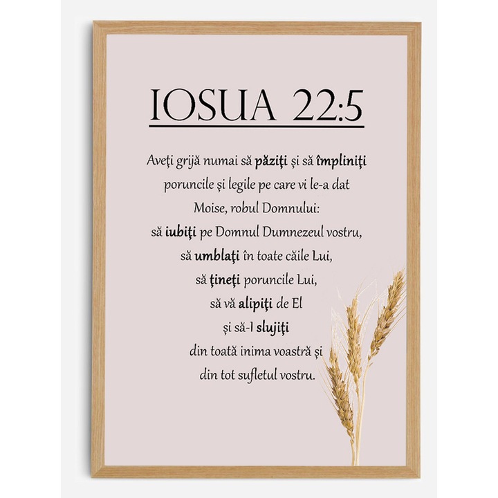 Tablou decorativ cu verset din Biblie: Iosua 22:5 STEJAR