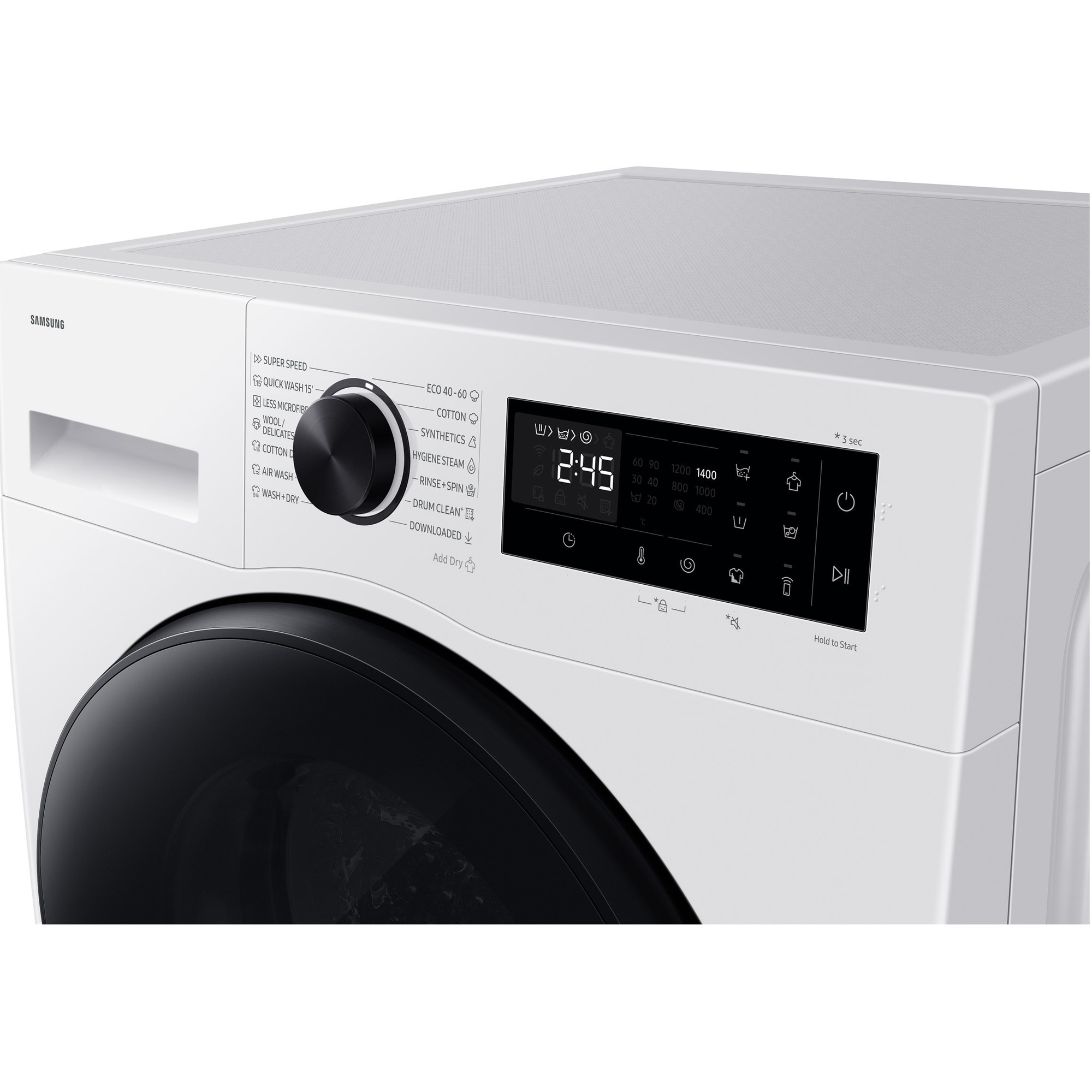 Masina de spalat rufe cu uscator Samsung WD90HG5U34BBLE, spalare 9 kg, Uscare 6 kg, Clasa A Spalare, Clasa D Spalare + Uscare, AI EcoBubble, AI Energy, Bubble Shot, Hygiene Steam, Alb