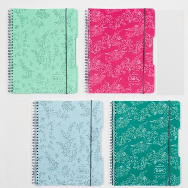 Herlitz Eco PP A5 spirálozott többszínű füzet szett, 4 db, 80 lap
