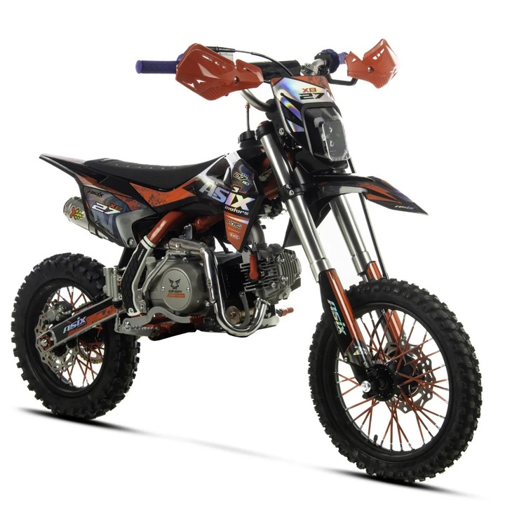 Motocicleta cross copii, Asix XB27 110cc, 14/12, far, pornire electromotor, automat, negru-violet