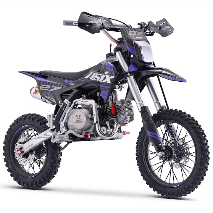 Motocicleta cross copii, Asix XB27 110cc,14/12, far, pornire electromotor, automat, negru-violet