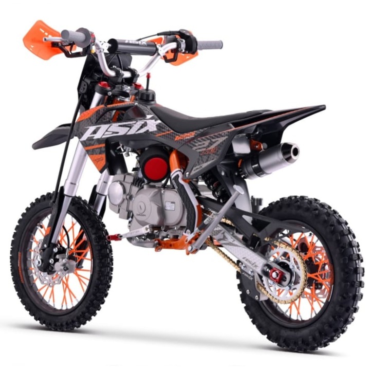 Motocicleta Enduro/Cross Asix XB27 A2, 125cc, 4T, roti 14"/12", far, pornire electromotor, culoare negru/portocaliu