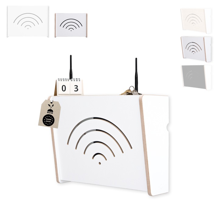 Router tartó, MOE UHANE, 2 polc, falra szerelhető, MDF, változó méretek