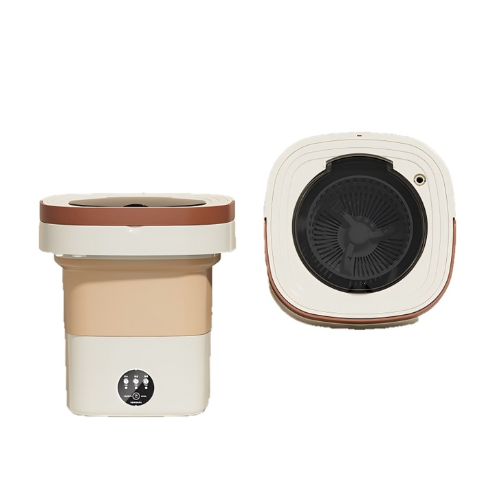 Masina de spalat pliabila mini, 10, 5 litri, masina de spalat mica si portabila, potrivita pentru camine, apartamente de inchiriat si calatorii de afaceri, trei programe de spalare, galben kaki