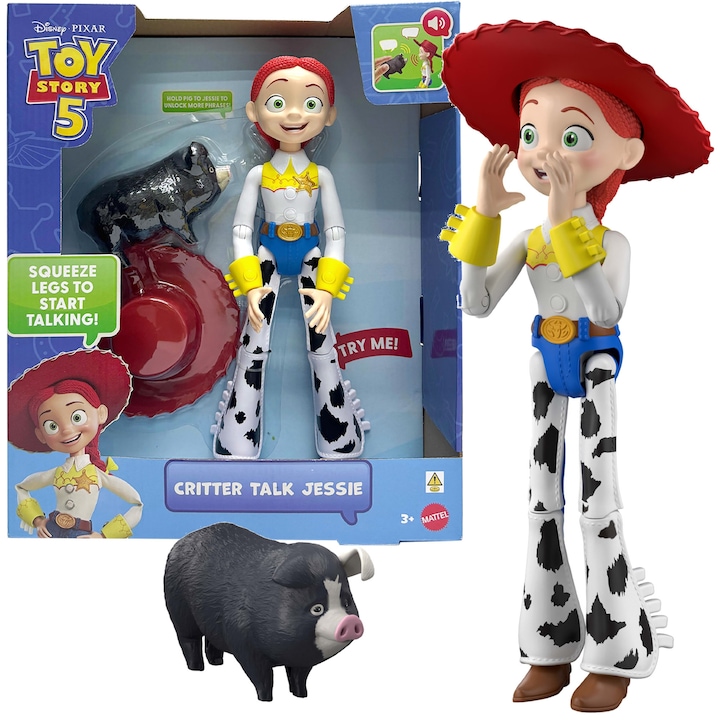 Disney Toy Story 5 – interaktív figura szett, 30 cm-es Jessie és Jimmy Dean malac EN