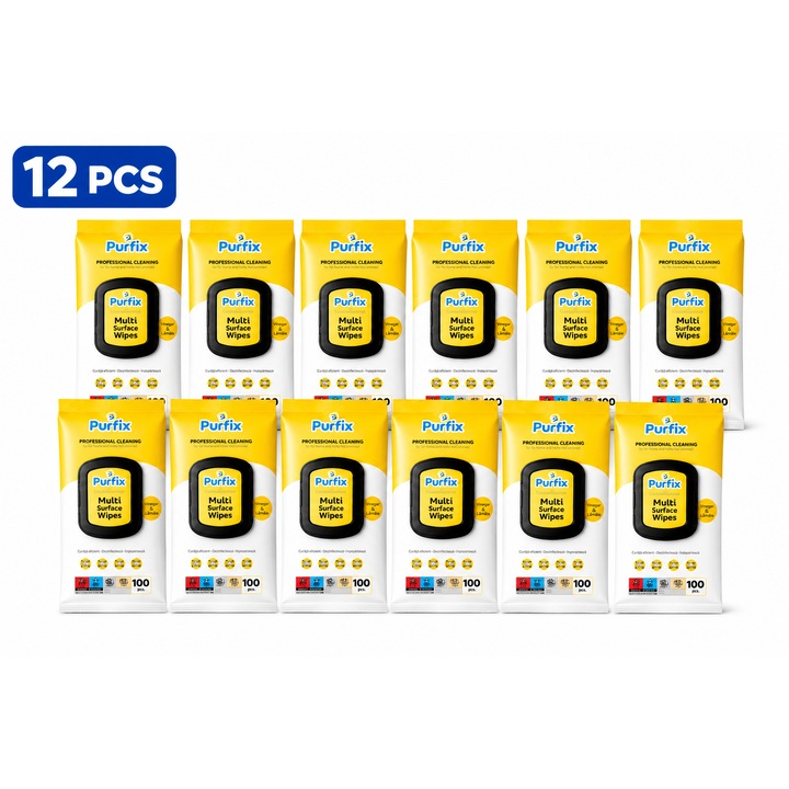 Pachet x 12 Servetele umede Purfix cu otet si bicarbonat – 100 bucati