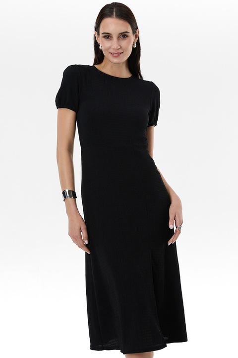 Orsay, Rochie midi texturata cu slit frontal, Negru