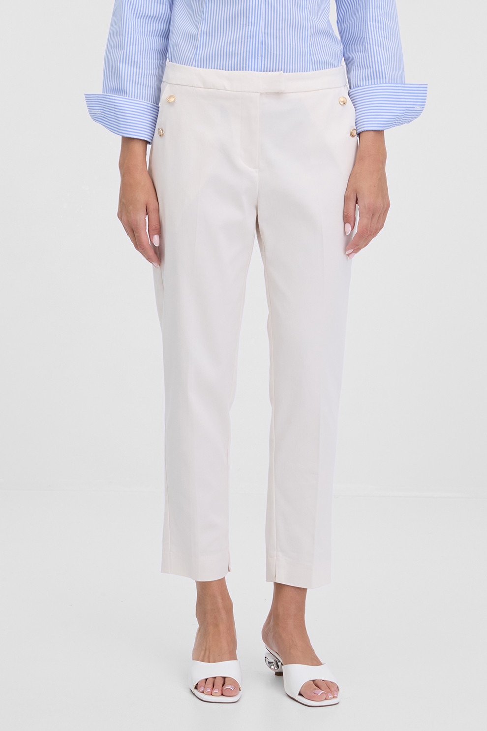 Orsay, Pantaloni chino crop, Alb, 42 - eMAG.ro