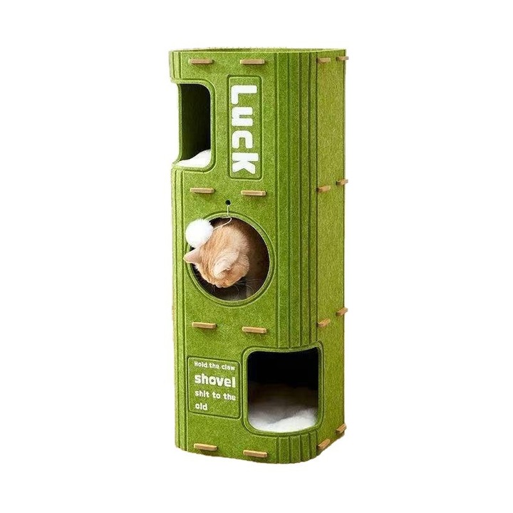 Nunbell Copac modern de lux multifunctional pentru pisici, cu culcus inchis pentru dormit, casuta pe 3 niveluri, placa de zgariat din sisal, structura de catarat durabila pentru pisici de interior, 90X37X37 cm