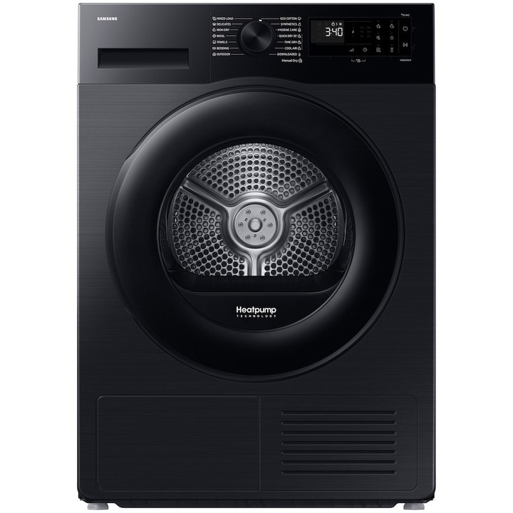 Uscator de rufe Samsung DV80DG52B0ABLE Pompa de caldura, 8 kg, Clasa C, Smart Things, Quick Dry 35', Optimal Dry, WiFi, Negru