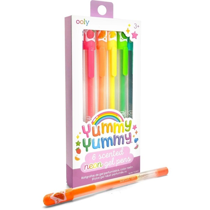 Гелови химикалки Ooly Yummy Yummy, неонови, ароматизирани, многоцветни, 6 бр