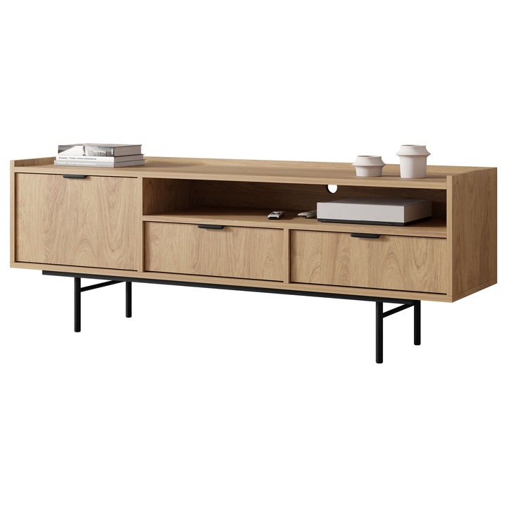 Comoda TV living Usabir 150, MIRJAN 24, stejar hikora, 40x150x55 cm