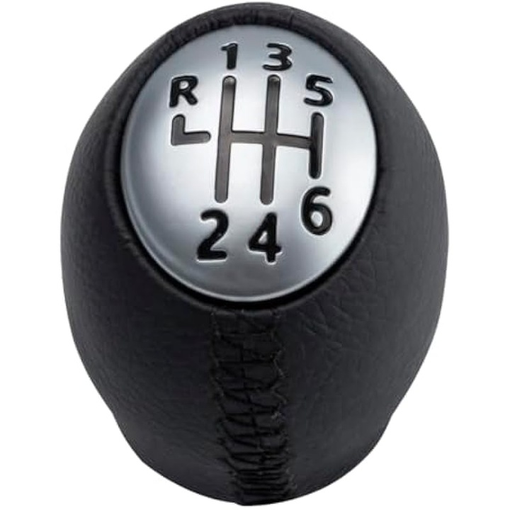 Buton schimbator viteze 6 trepte, piele si ABS, negru, universal