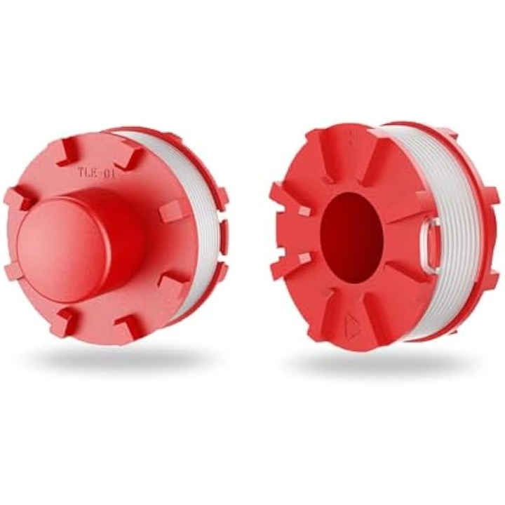 Tartalék damil orsó szegélynyíróhoz, kompatibilis Einhell GE-CT 36/30 Li E / AGILLO 36/255 BL / 18/200, 2 mm-es ABS/nylon damil, automatikus centrifugális adagolás, 8 m orsónként, Piros/Fehér, 2 db