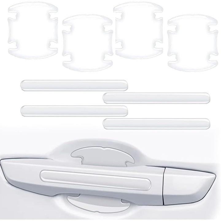 bucati folie protectoare pentru manerul usii masinii, autocolant auto transparent autoadeziv universal pentru manerul usii, anti-zgarieturi, potrivit universal pentru majoritatea vehiculelor