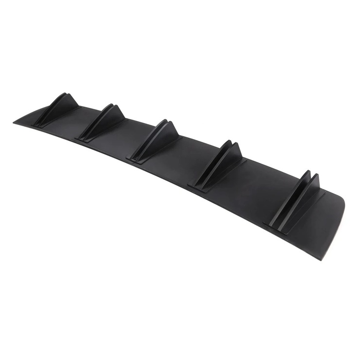 Lip Bara Spate Auto, Difuzor Universal, Acrilic, Stil Aripa Dubla cu Aripioara de Rechin, Design Curbat, Protectie la Impact