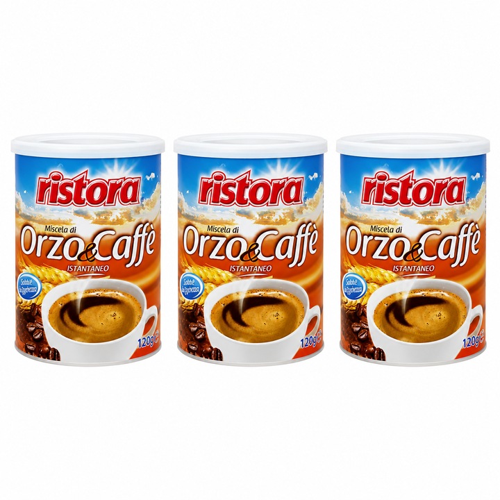 Set 3 x Ristora Orzo & Caffè instant, bautura instant din orz si cafea, 125 g