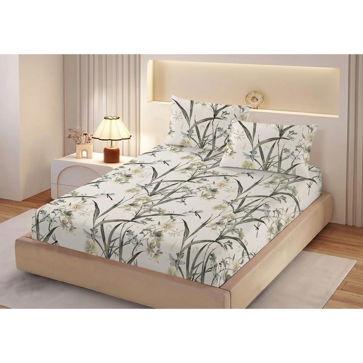 Set husa/cearceaf cu elastic Finet Gros NufJoy® pentru saltea 160x200 cm si 2 fete perna 50x70 cm HPRO3